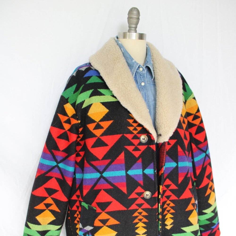 Pendleton shearling Car Coat ranch jacket Wool ma… - image 8